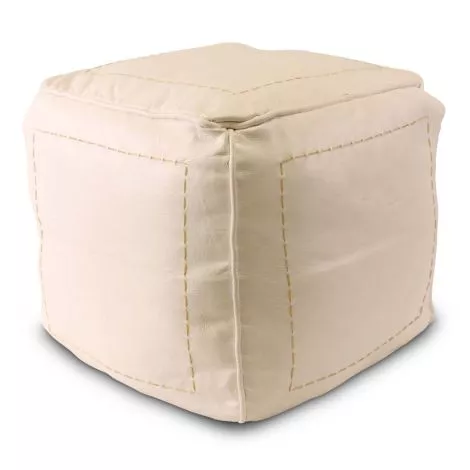 Marokkanischer Pouf Leder Weiß Quadratisch SFMRPF00075
