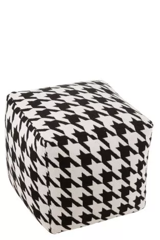 Pouffe Large Pattern Pied-De-Poule Cotton White/Black 56313