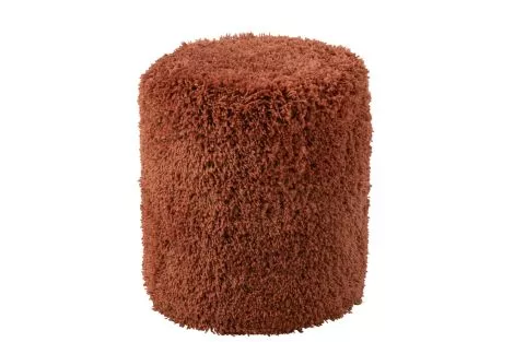 Pouf Cylinder Shaggy Polyester Brick 49531