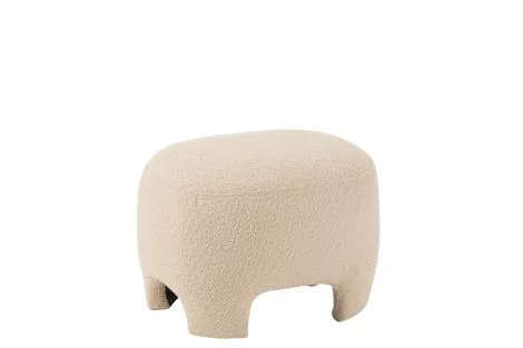 Pouf Knitted Textile/Wood White 38845