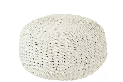 Pouf Round Woven Plastic White 41521