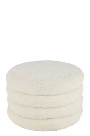 Stool Round Teddy Polyester White 38814
